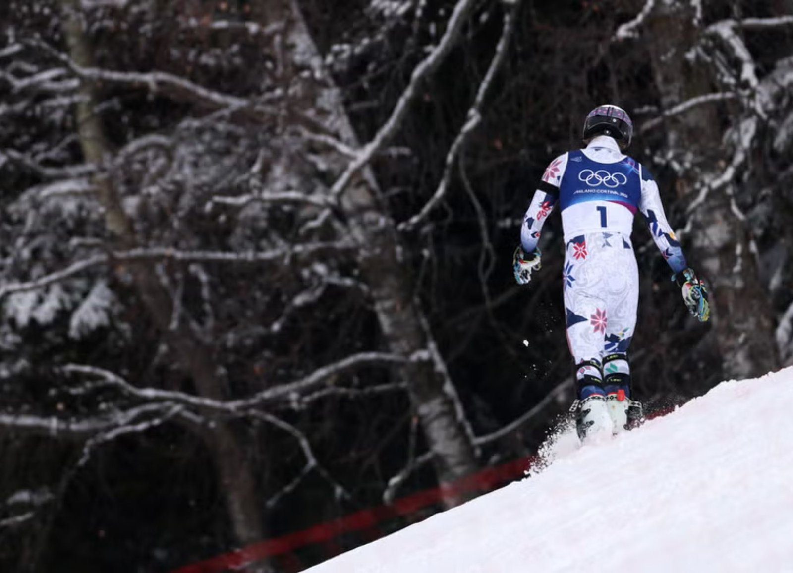 Norway's Atle Lie McGrath walks away from the finish area following the men's slalom at the Olympic Winter Games Milano Cortina 2026.