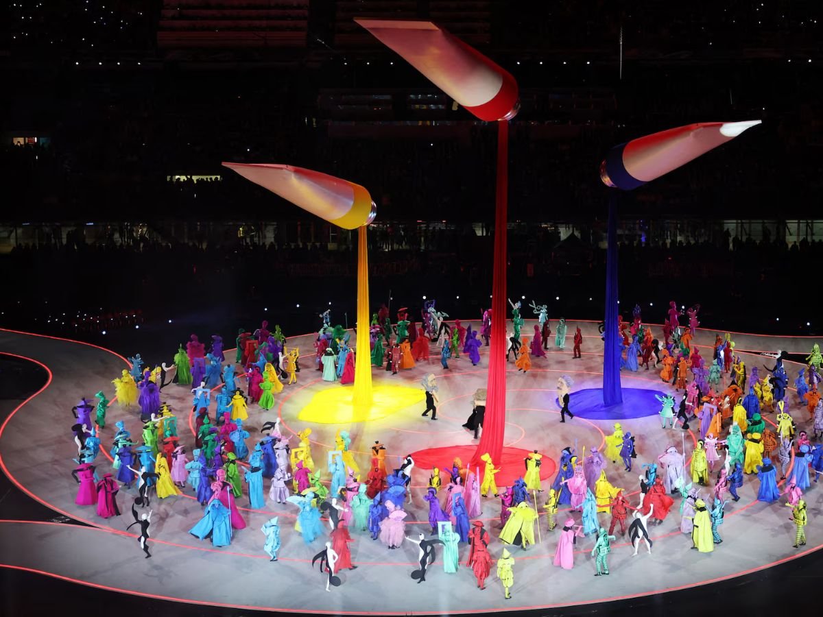 Performers representing Italian creativity and imagination at the Milano Cortina 2026 Winter Olympics opening ceremony.