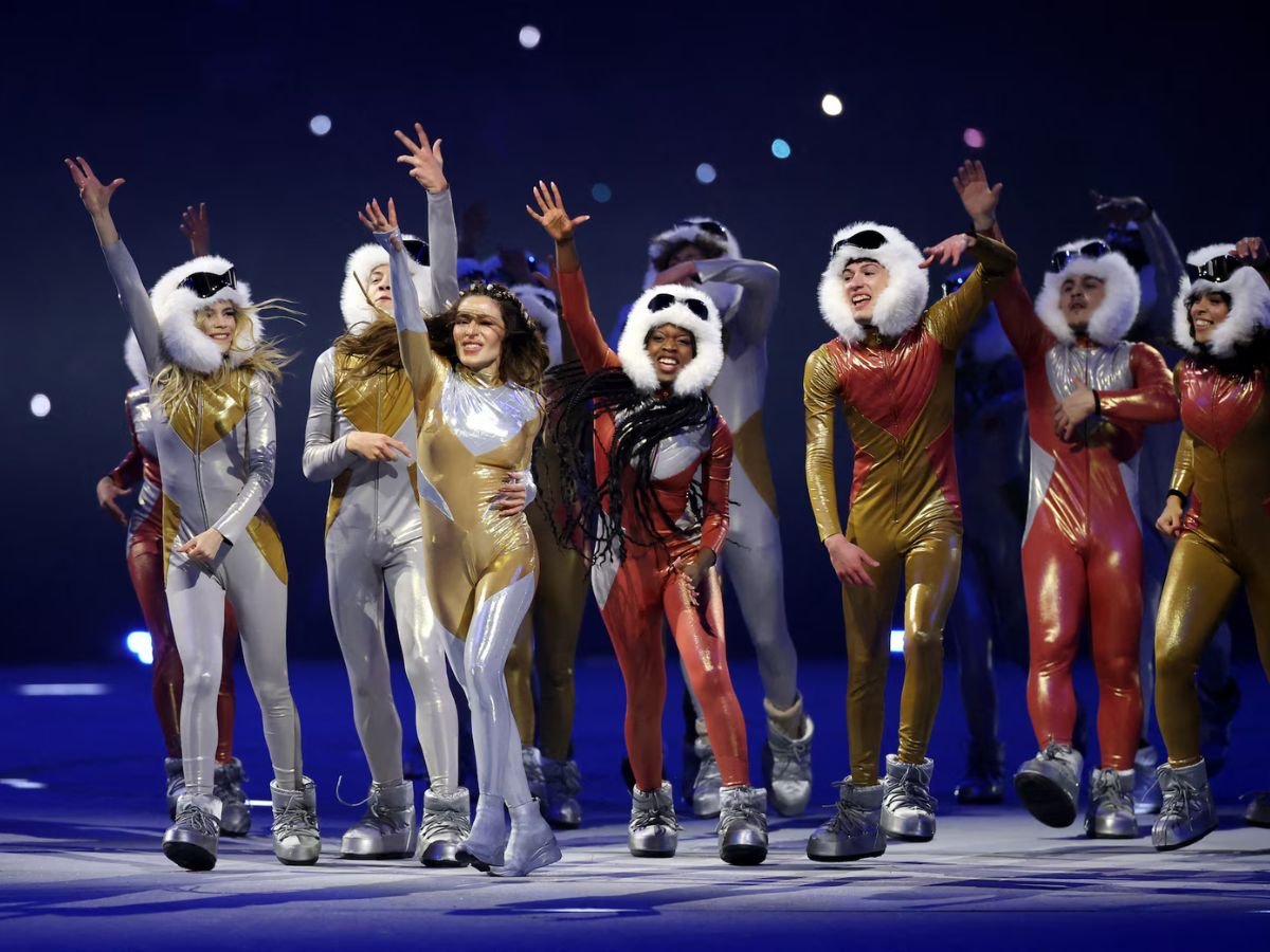 Sabrina Impacciatore performs during the Milano Cortina 2026 Winter Olympics opening ceremony