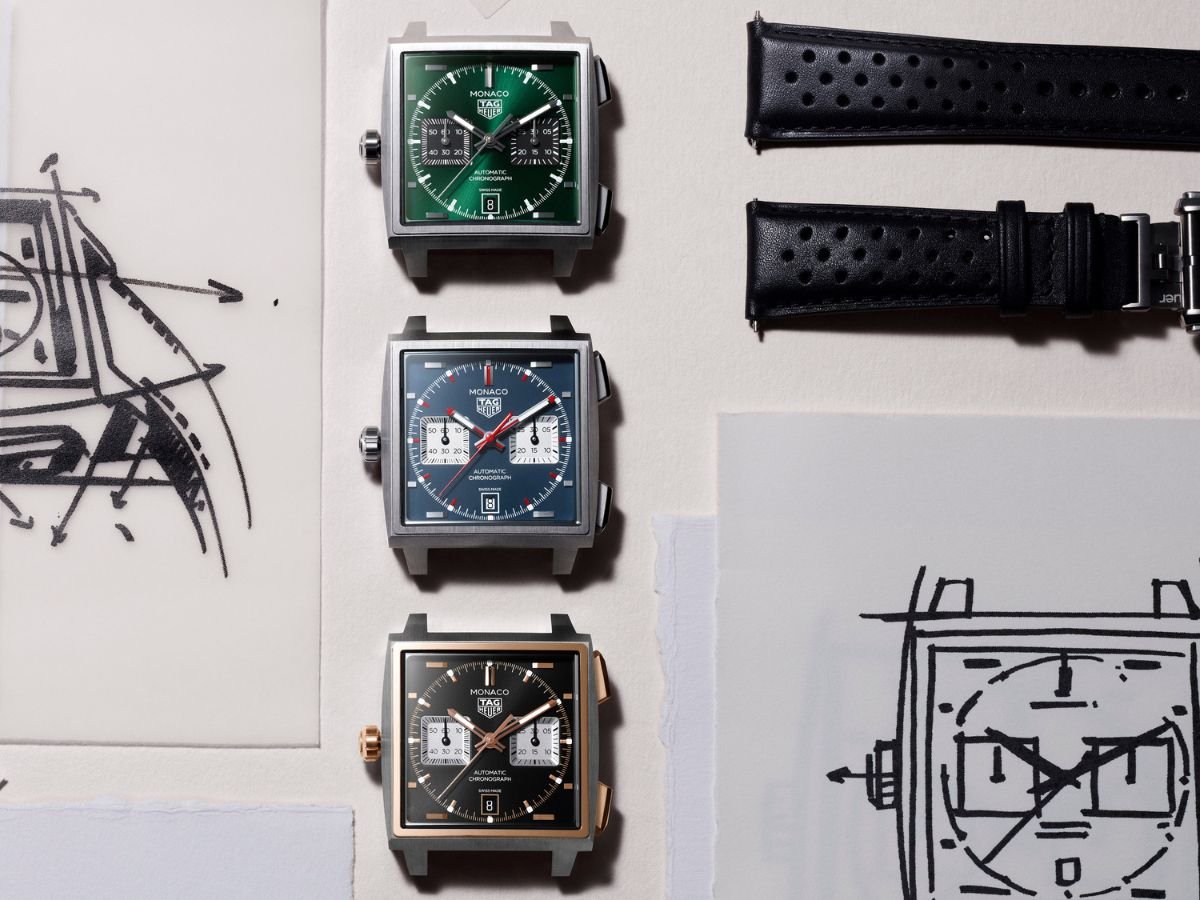 TAG Heuer Monaco Chronograph Ref. CDW2180.FC8360, CDW2181.FC8360, and CDW2150.FC8360. 