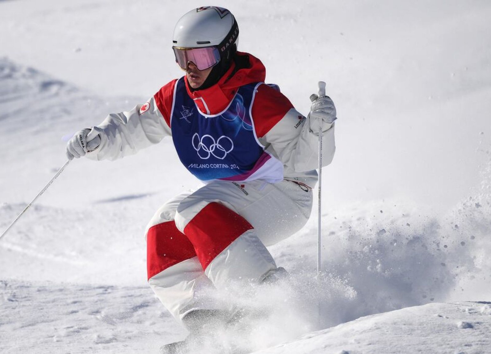 Canada's Mikaël Kingsbury trains during a moguls practice session at Livigno Air Park ahead of the Olympic Winter Games Milano Cortina 2026 in Livigno, Italy.
